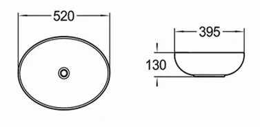 Mirage Counter Top Ceramic Basin 520x395mm - Various Colours