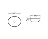 Mecca-5239-MW Matte White Ceramic Basin 520x395x130mm