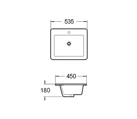 Elysium Rectangular Inset Ceramic Basin 535x450mm