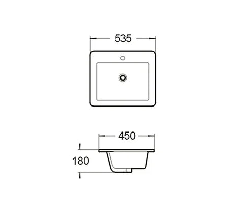 Elysium Rectangular Inset Ceramic Basin 535x450mm