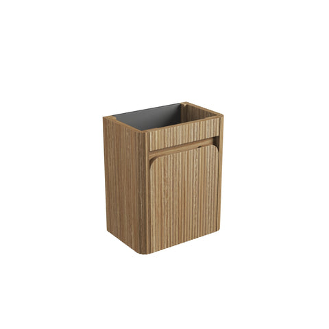 BV92WH Mini Compact Wooden Oak Fluted Wall Hung Ensuite Plywood Vanity 450x295mm