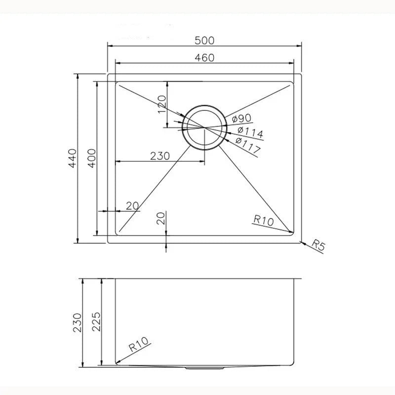 Single Bowl Drop in/Undermount Laundry Sink 500x440mm - Various Colours