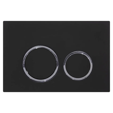 Round Button Flush Plate for R&T In-Wall Cistern Toilet - Black & Chrome