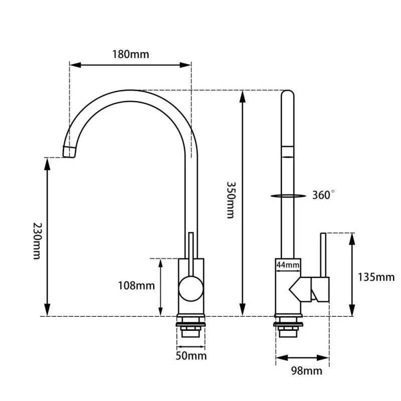 Side Lever Gooseneck Kitchen / Laundry Sink Mixer - Chrome (Display Clearance)