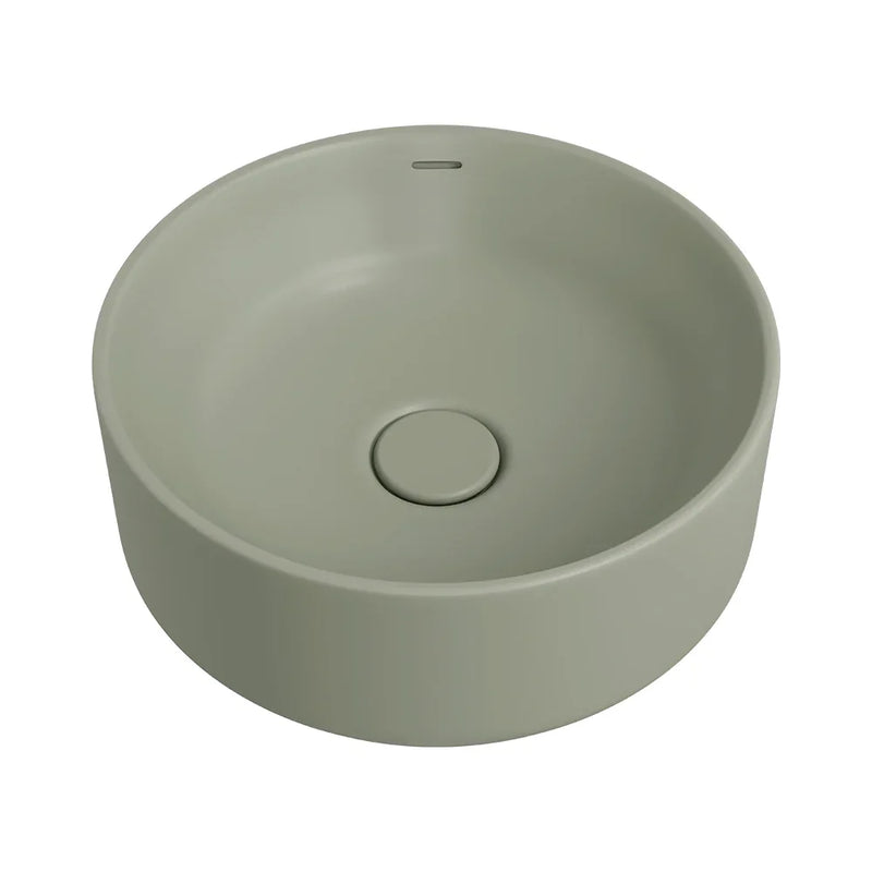 Tide Round Counter Top Ceramic Basin with Overflow 360x360mm - Matte Olive (Stock Clearance)