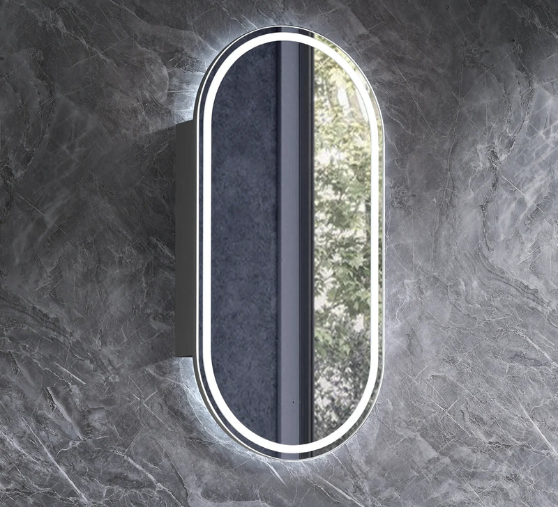 Arched Shape LED Mirror Cabinet with Demister 450x900mm - Various Colours