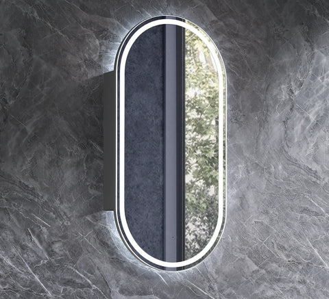 Arched Shape LED Mirror Cabinet with Demister 450x900mm - Various Colours