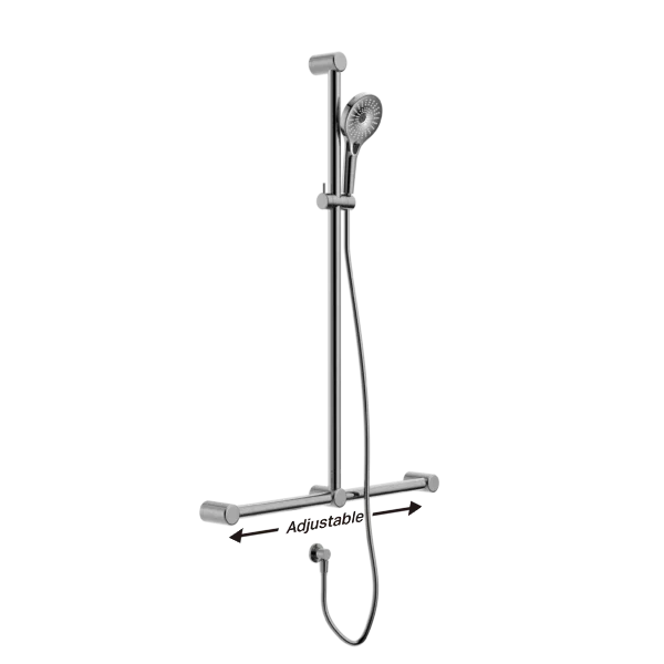 Nero Mecca Care T Bar Grab Rail and Adjustable Rail Shower - Various Colours