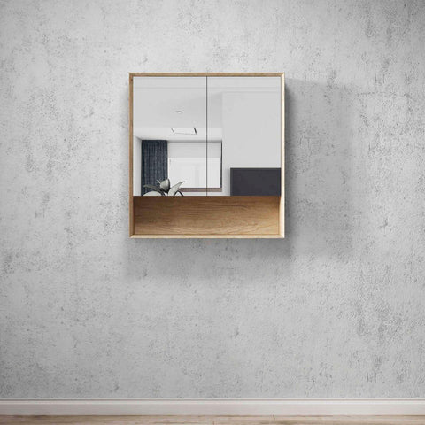 Mirror Cabinet with Open Shelf Pencil Edge - 600/750/900/1200/1500x800mm - Various Colours