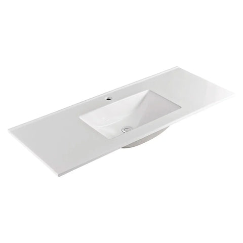 Slim - Gloss White Rectangular Bowl Slimline 365mm Depth Vanity Top - Various Sizes