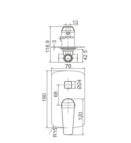 SMD12 Soft Square Shower / Bath Mixer with Diverter - Various Colours