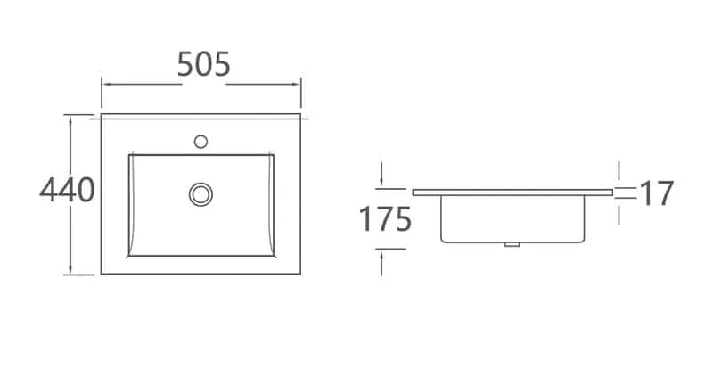 Ember Rectangle Inset Ceramic Basin 505x440mm