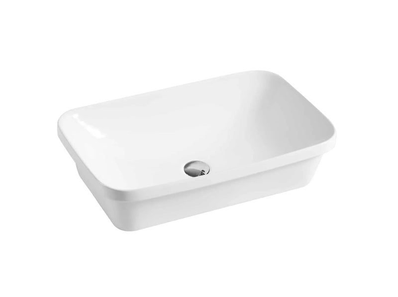 Phoenix Rectangle Semi-Inset Ceramic Basin 500x380mm / 600x380mm - Gloss White