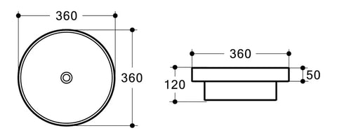BM Round Semi-Inset Basin 360x360mm - Various Colours