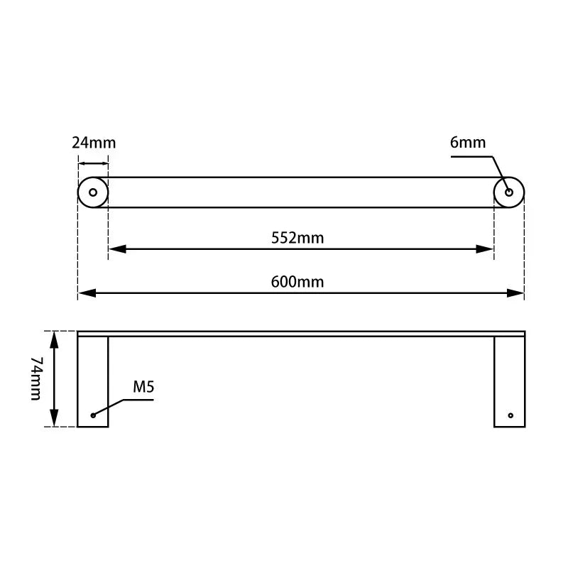 EMPIRE Single Towel Rail 600mm / 800mm - Various Colours
