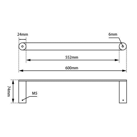 EMPIRE Single Towel Rail 600mm / 800mm - Various Colours