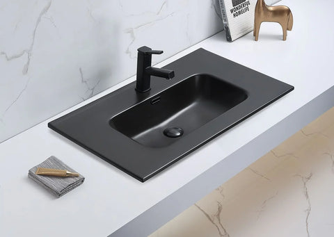 Premium - Matte Black Soft Curve Bowl 465mm Depth Vanity Top - Various Sizes