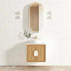 BV26WH Woodland Oak with Stone handle Wall Hung Vanity