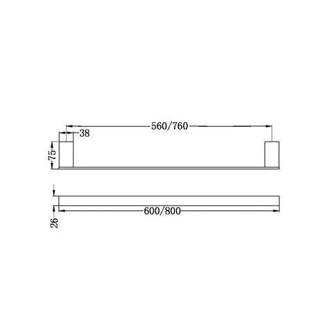 CELIA Single Towel Rail 600mm / 800mm - Various Colours