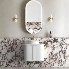 BV57WH Matte White Shaker Curved Wall Hung Vanity - 600 / 750 / 900 / 1200 / 1500 / 1800mm