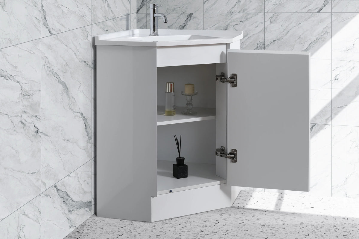 BV41 Gloss White Freestanding Corner Vanity - 410 / 600 / 900mm