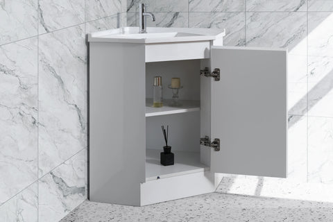 BV41 Gloss White Freestanding Corner Vanity - 410 / 600 / 900mm