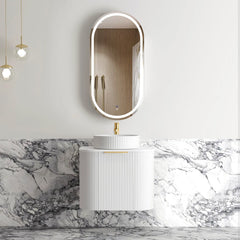 BV63WH Curved Fluted Matte White Wall Hung Vanity - 600 / 750 / 900 / 1200 / 1500 / 1800mm