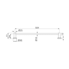 Round Single Towel Rail 600 / 750 / 800 / 900mm - Various Colours