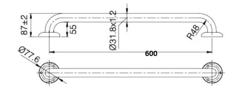 CARE Grab Rail Straight 300 / 450 / 600 / 900mm - Various Colours