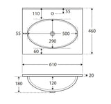 Gloss White Oval Bowl 465mm Depth Ceramic Vanity Top - Various Sizes