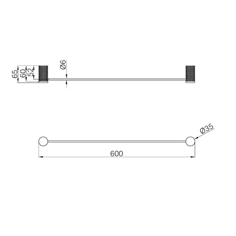 Opal Cross Hatched Single Towel Rail 600mm / 800mm - Various Colours