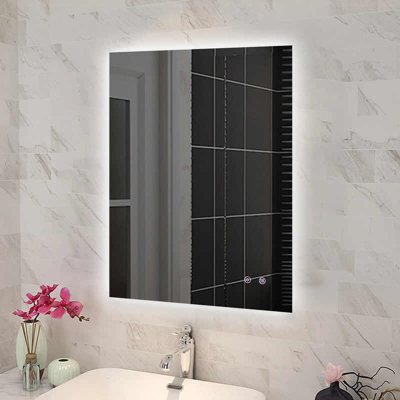 Rectangle Frameless Back Lit LED Bathroom Mirror Touch-on Switch - Various Sizes