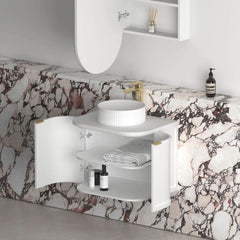 BV57WH Matte White Shaker Curved Wall Hung Vanity - 600 / 750 / 900 / 1200 / 1500 / 1800mm