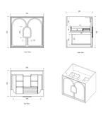 BV26WH Woodland Oak with Stone handle Wall Hung Vanity - 600 / 750 / 900 / 1200 / 1500 / 1800mm