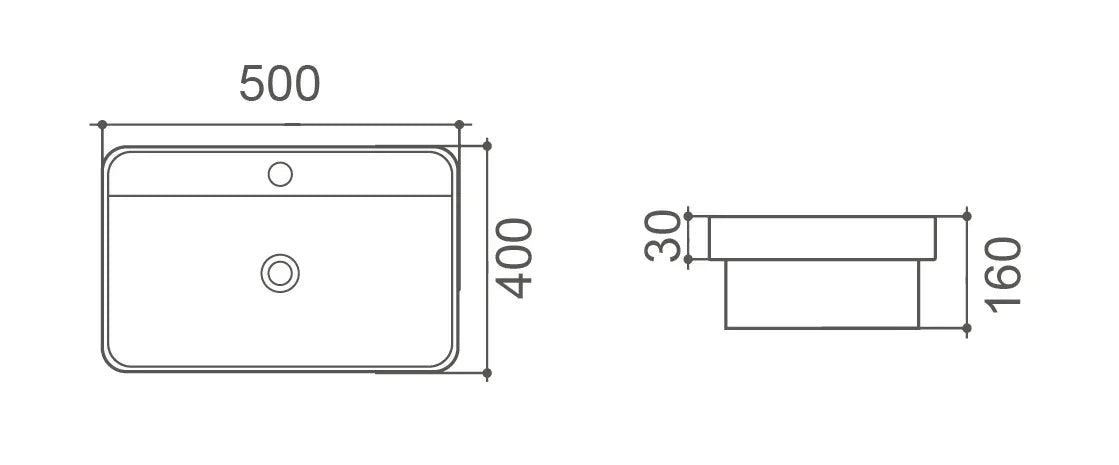 Cove Rectangle Inset Ceramic Basin 500x400mm / 600x400mm