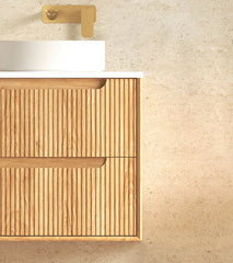 BV43WH Natural Oak Fluted Wall Hung Vanity - 600 / 750 / 900 / 1200 / 1500 / 1800mm