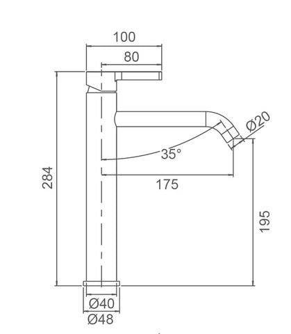 TBM19 Round Tall Basin Mixer (Curved Spout) - Various Colours