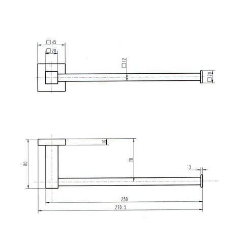 ASL Chrome Square Stright Towel Holder