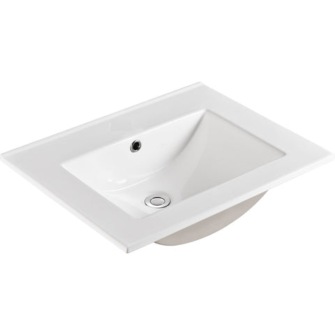 Standard - Gloss White Rectangle Bowl 465mm Depth Ceramic Vanity Top (No Tap Hole) - Various Sizes