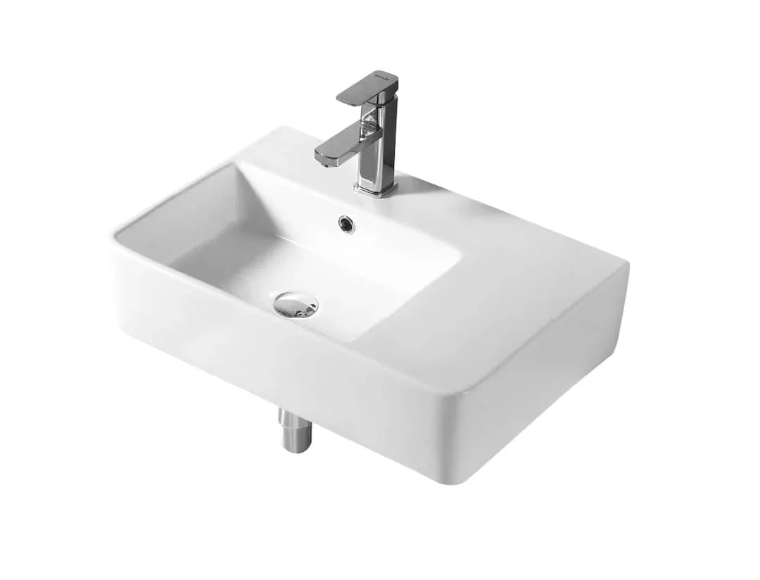 Juniper Gloss White Wall Hung Ceramic Basin 615x420mm - Left hand / Right Hand