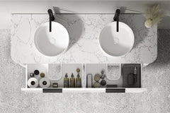 BV28WH Matte White Fluted Curve Wall Hung Vanity - 900 / 1200 / 1500mm