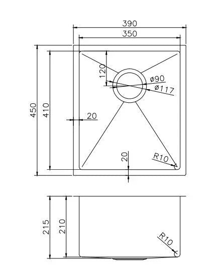 Single Bowl Drop in/Undermount Butler / Laundry Sink 390x450mm - Various Colours