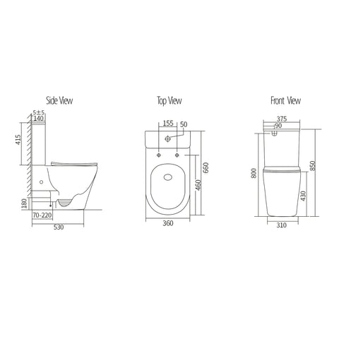 Raised Height Back To Wall Tornado Rimless Flush Nano Glazed Toilet Suite with Soft Close Seat - Various Colours (4 Star)