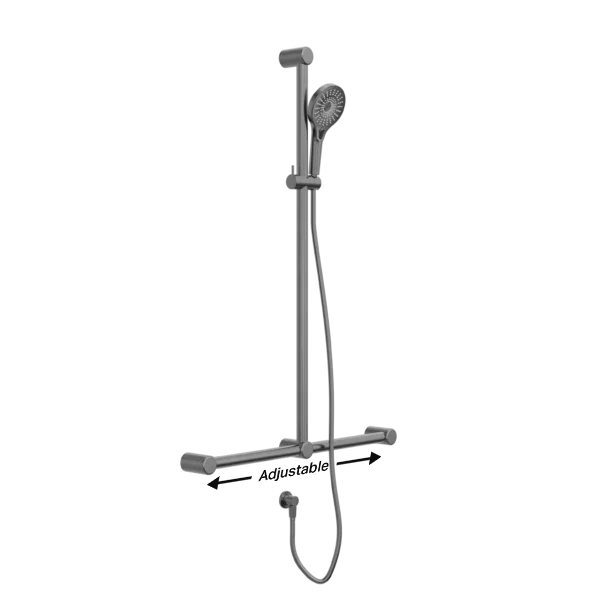 Nero Mecca Care T Bar Grab Rail and Adjustable Rail Shower - Various Colours