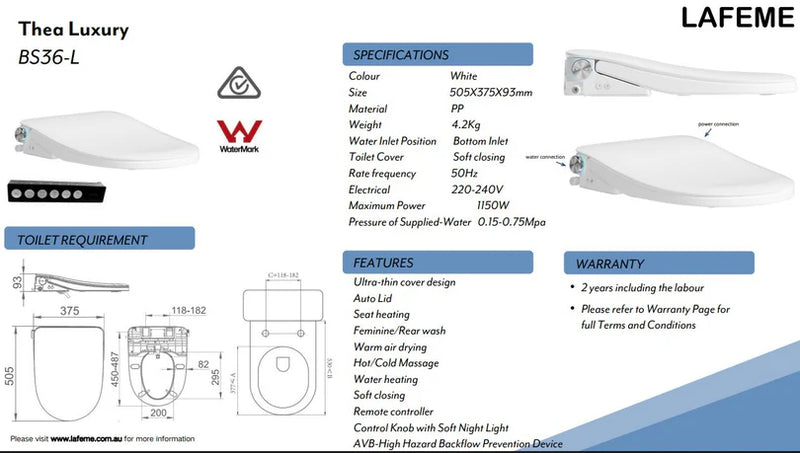Lafeme Thea Luxury Bidet Seat - Stock Clearance