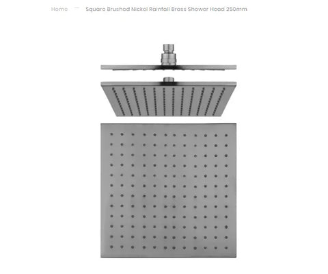 Square Overhead Shower Head 250mm (Brass Made) - Various Colours