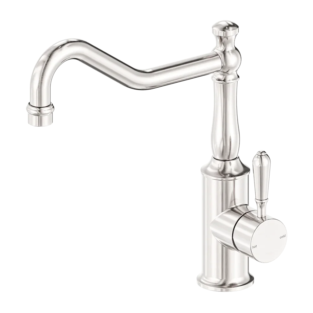York Kitchen / Laundry Sink Mixer Hook Spout With Metal / Porcelain White Lever - Various Colours