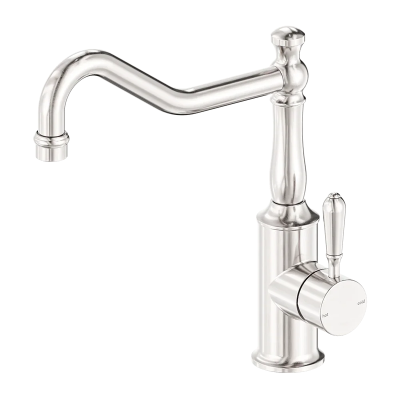 York Kitchen / Laundry Sink Mixer Hook Spout With Metal / Porcelain White Lever - Various Colours