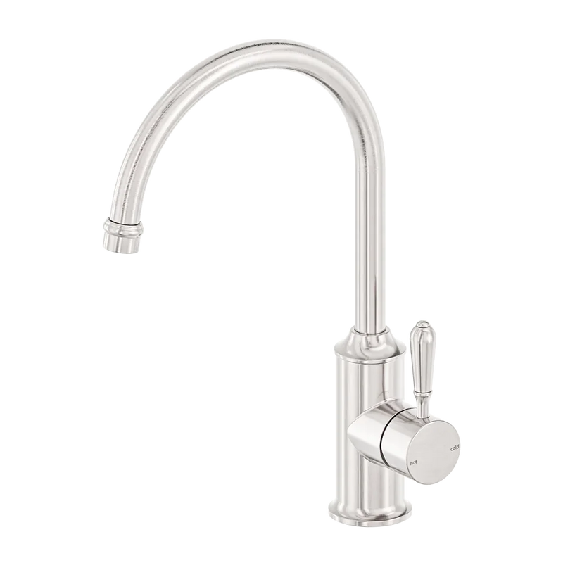 York Kitchen / Laundry Sink Mixer Goosneck Spout With Metal / Porcelain Lever - Various Colours