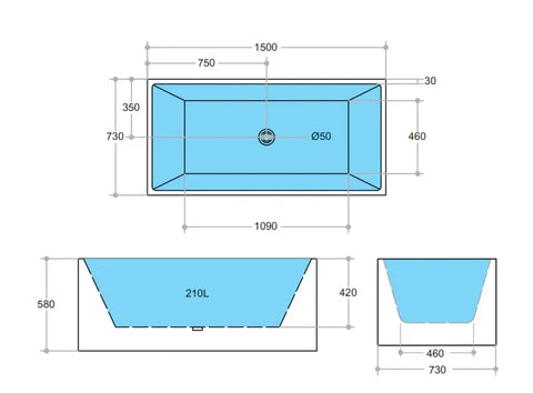 Multi Fit Corner Back to Wall Freestanding Bath 1000 / 1200 / 1300 / 1400 / 1500 / 1700mm